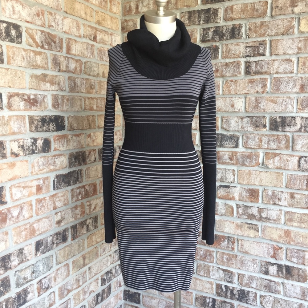 BCBGMAXAZRIA Striped Long Sleeves Sweater Dress M